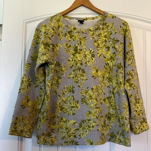 J. Crew Wild Flower raglan Sweatshirt Size Medium - Picture 1 of 6